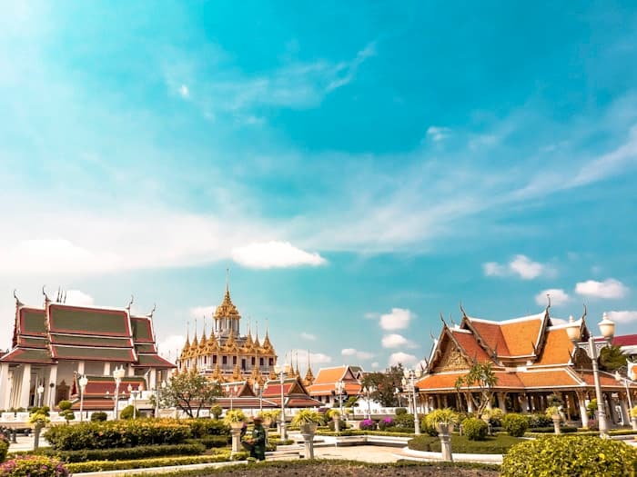 Golden temple architecture in Bangkok, Thailand